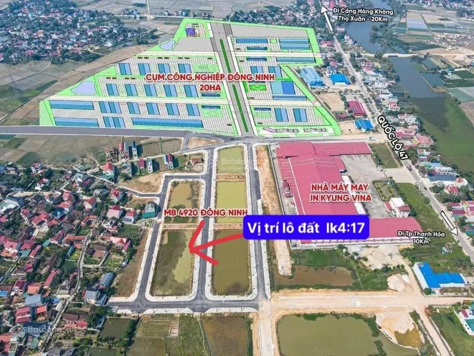 Xả lỗ lô đất 7*18m sau cty may Inkiung Vina QL 47 Đông Ninh đi sân bay Sao Vàng