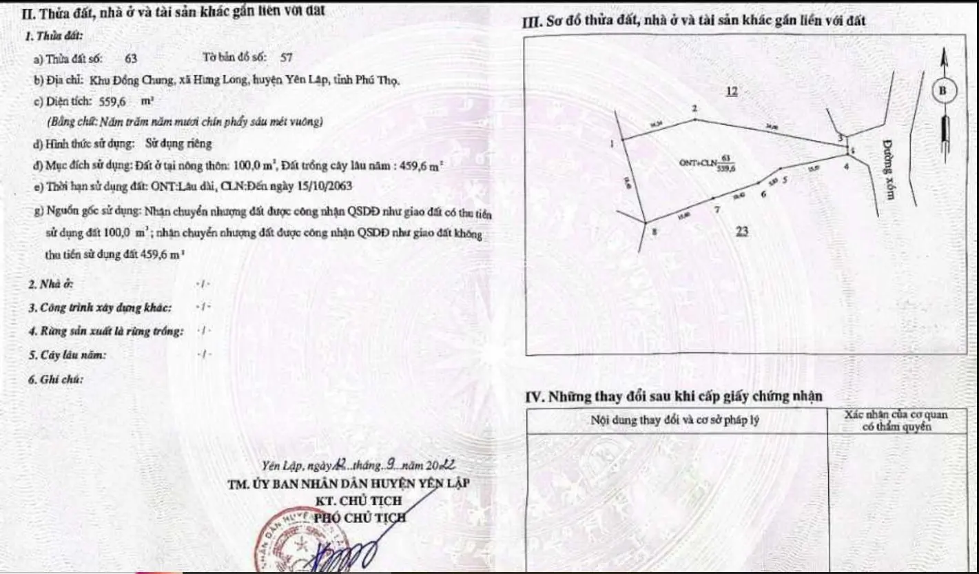 Bán 6000m2 có thổ cư, bám đường lớn, đất phẳng tại Hưng Long, Yên Lập, Phú Thọ