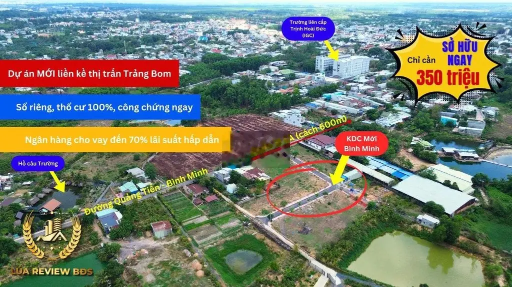 KDC Bình Minh, ngay ngã 3 Trà Cổ, 110m2, chỉ cần 350tr sở hữu ngay