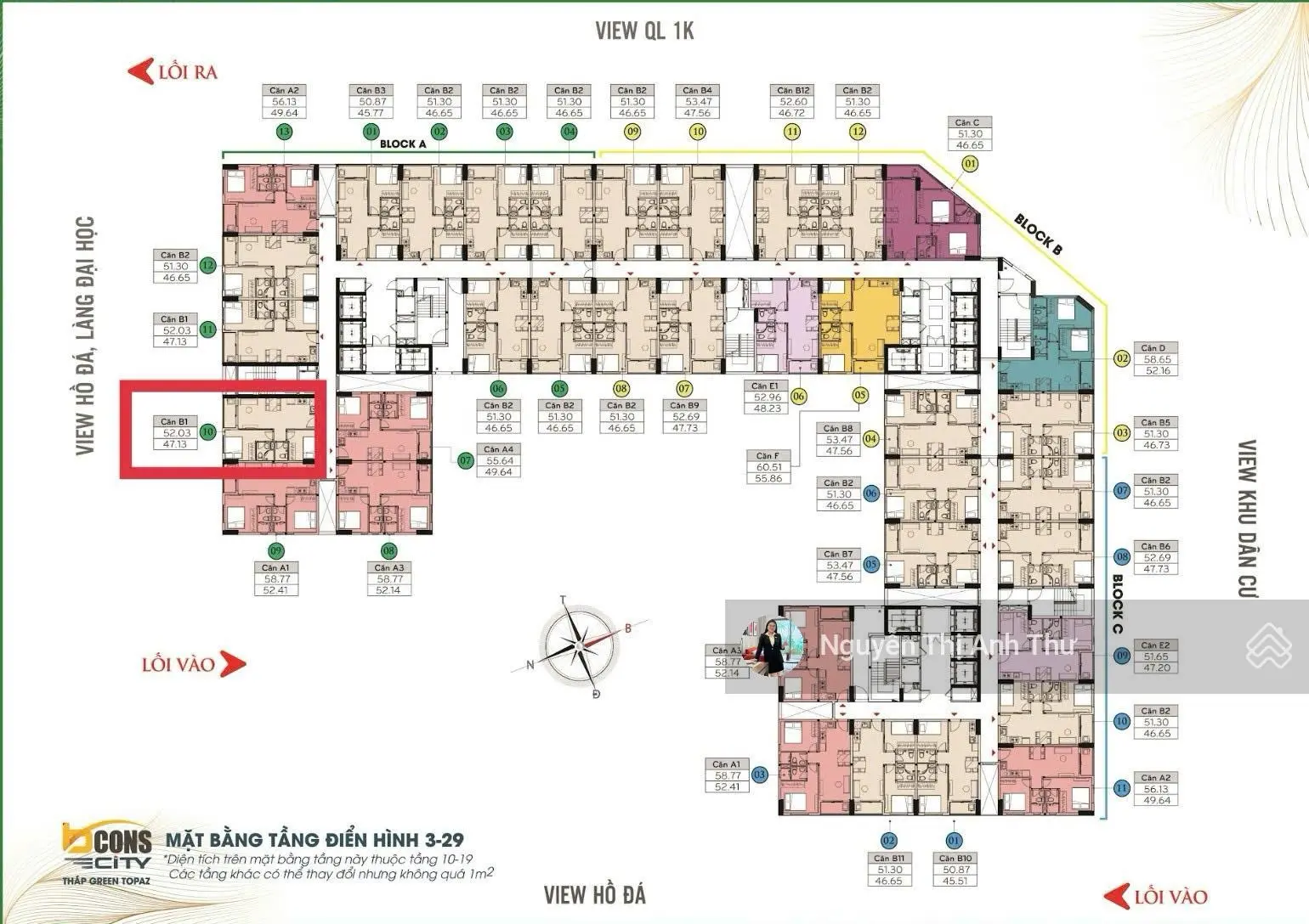 Kẹt tiền bán nhanh căn 53m2, view-tầng đẹp , 2PN 2WC, Giá đợt 1, cuối năm nhận nhà. LH 0903 010 ***