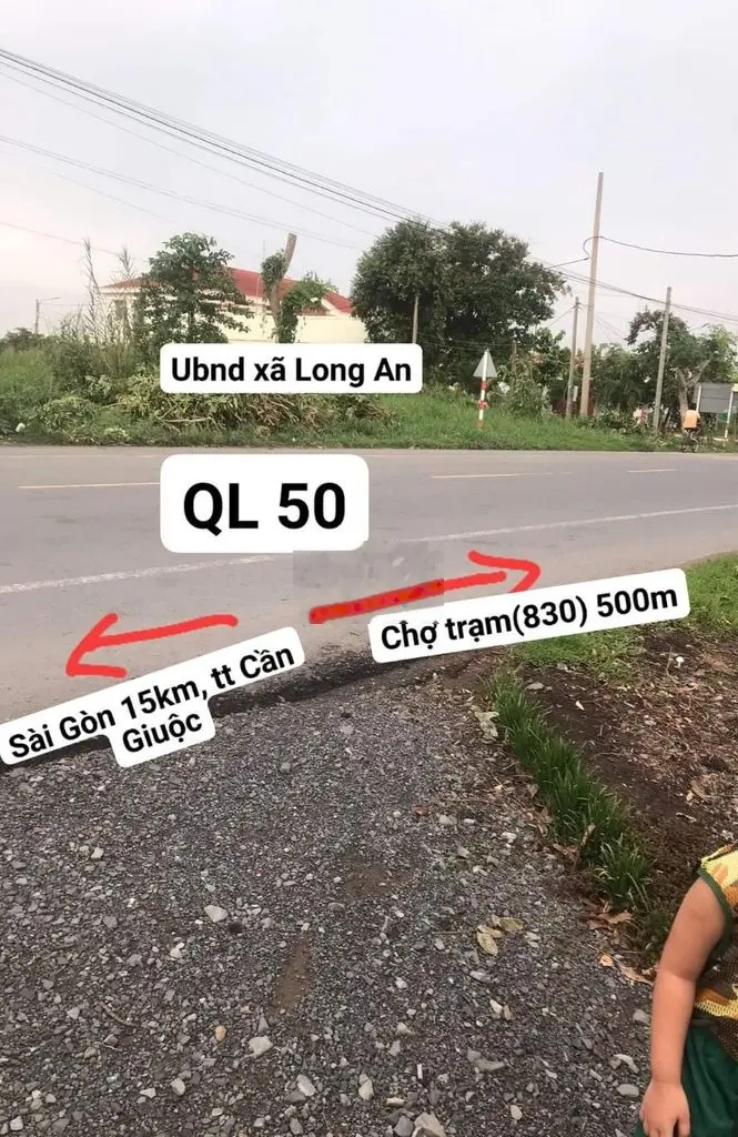 Quốc lộ 50 bán 200m2 thổ cư có căn nhà cấp 4 tại Cần Giuộc, Long AN
