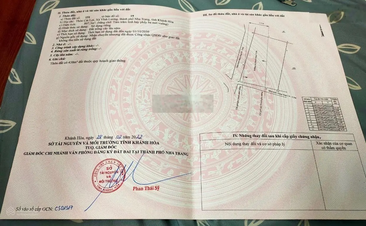 Cần bán đất TCLN sát quốc lộ xã Vĩnh Lương, Nha Trang, Khánh Hoà, gần KDL Đảo khỉ, vịnh Nha Phu