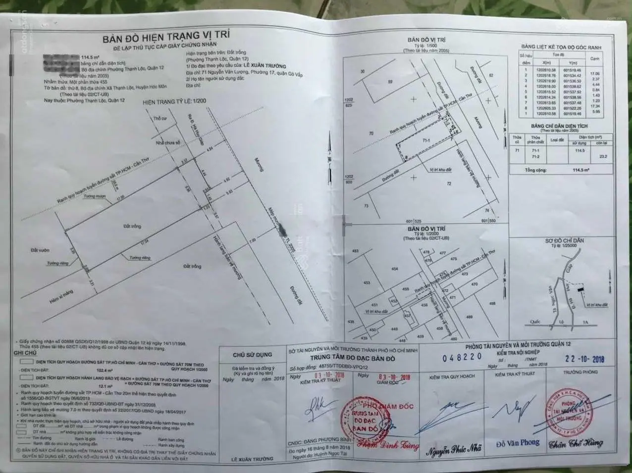 Bán đất mặt tiền đường TL12, P. Thạnh Lộc, Q12. 6x20m. Giá 1.3 tỷ (TL)