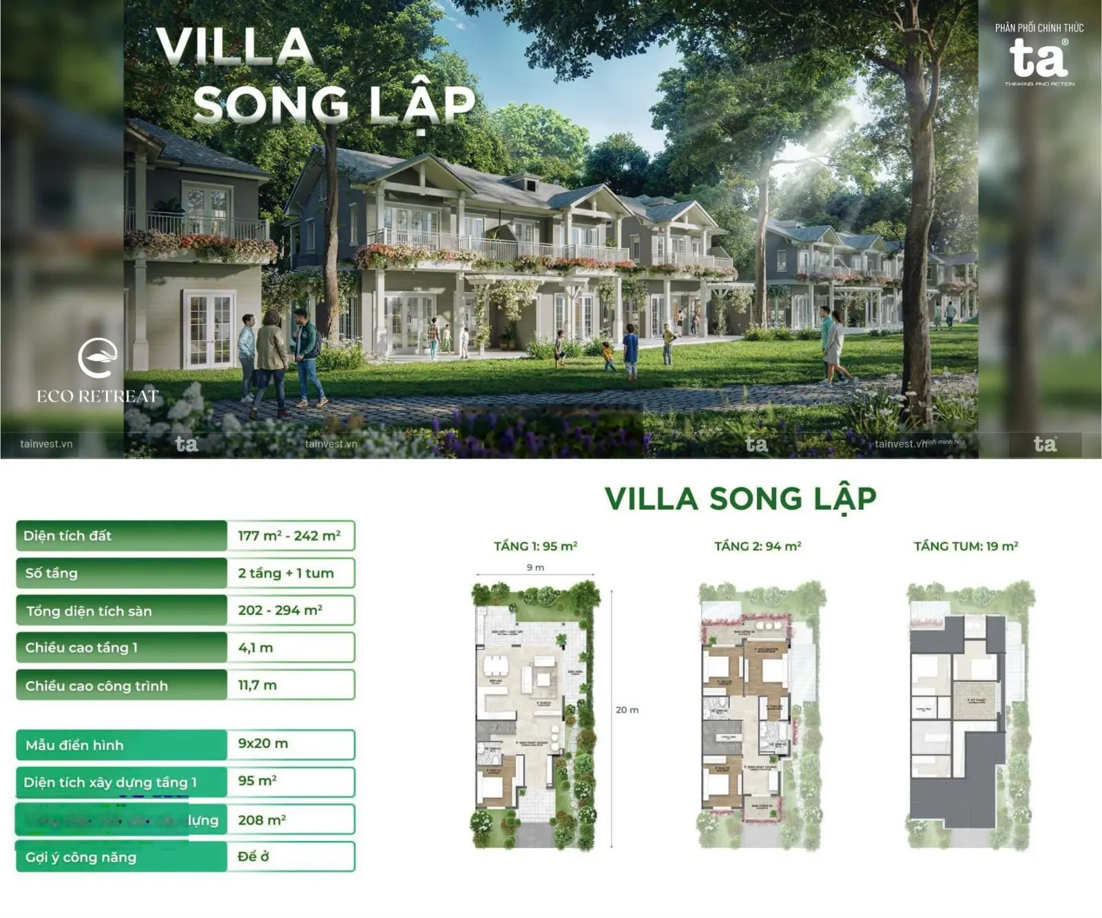 Giới thiệu 220ha tại long an,giai đoạn đầu tiên dự án nhà phố,shophouse,biệt thự eco retreat