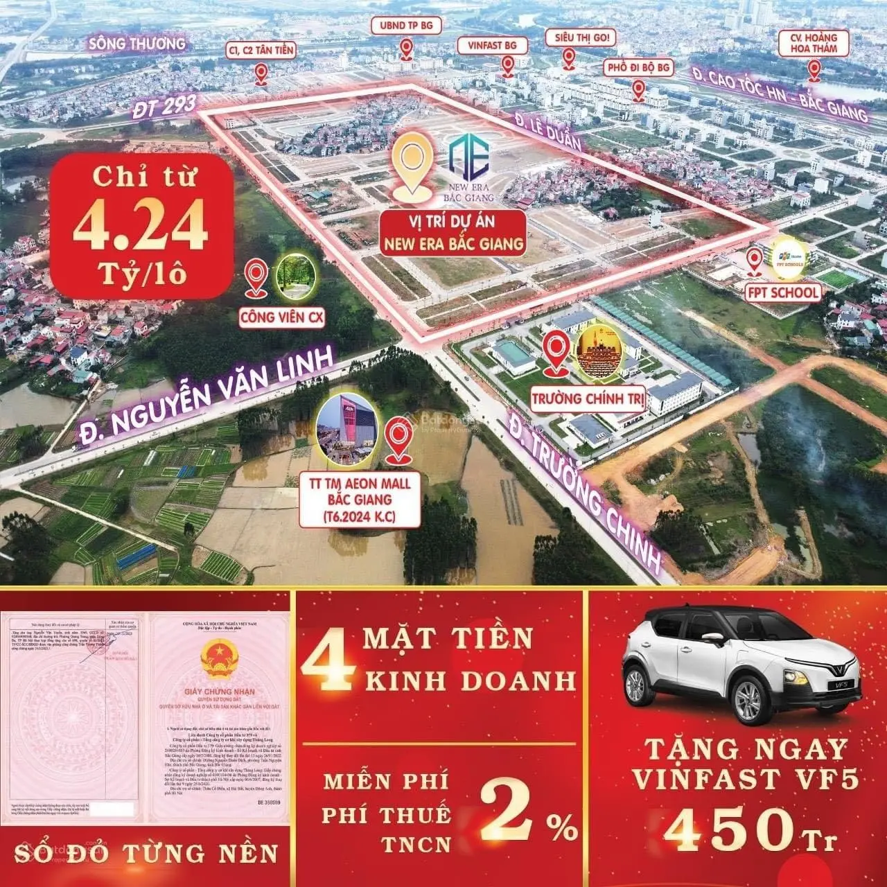 Chính thức mở bán bổ sung 30 lô đất giai đoạn 2 dự án New Era - trung tâm hành chính tỉnh BG