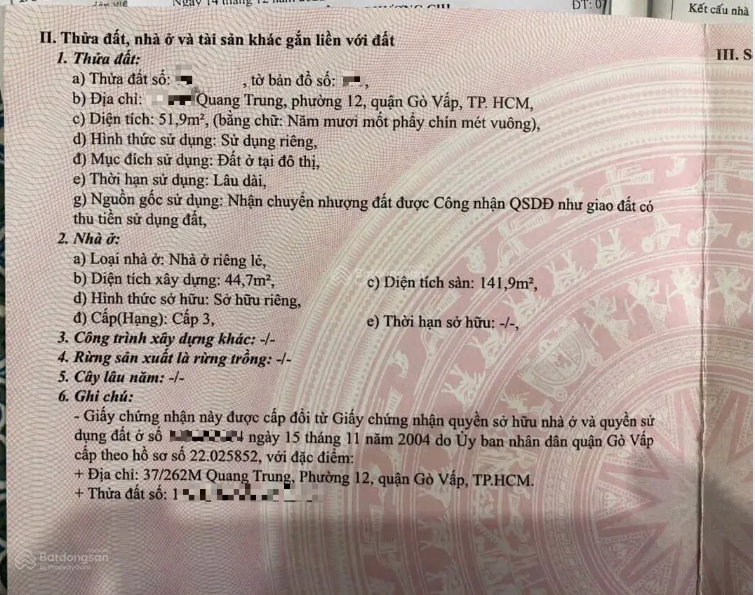 Bán nhà y hình - HXH Quang Trung - ngay gần Hạnh Thông Tây - chỉ 7 tỷ 45