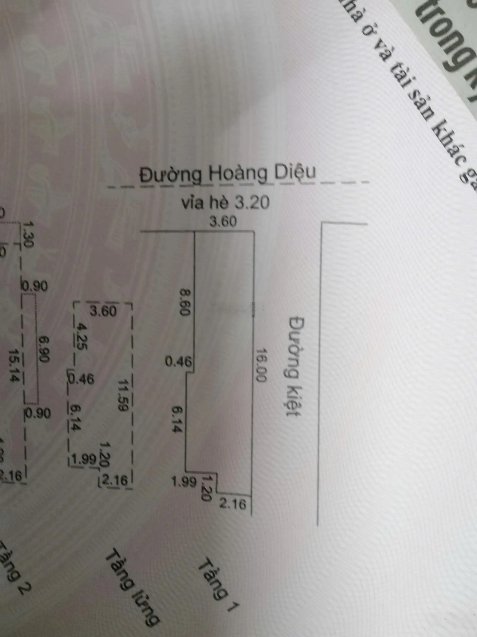 Bán nhà 3 tầng đường Hoàng Diệu (đoạn 1 chiều) kẹp kiệt 3m bên hông giá 12tỷ. LH 0942992361