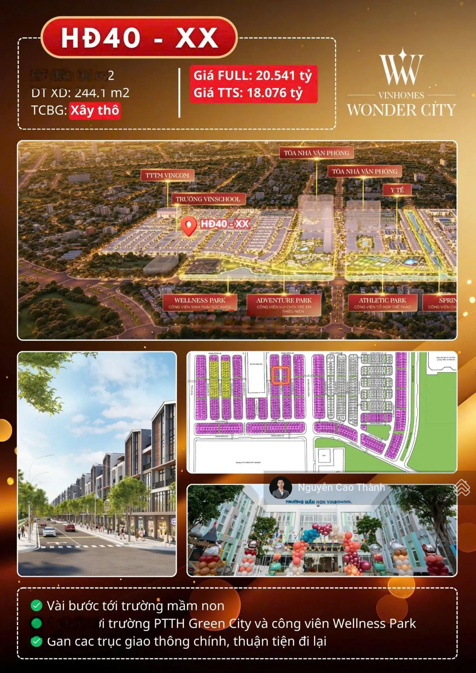 Xẻ khe 96m2 vườn Đông Nam 18 tỷ gần Vincom gần Vinmec gần VinSchool gần công viên Adventure Park