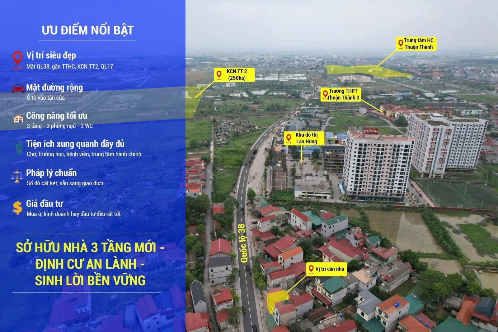 Bán gấp nhà riêng 3PN, 3WC tại Đường 38, Thị trấn Hồ, Thuận Thành, Bắc Ninh, 3,8 tỷ