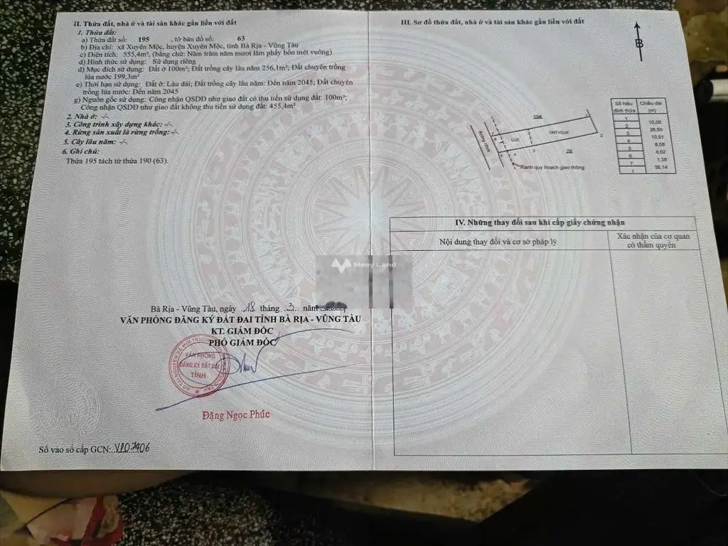 Bán nhà giá 1,6 tỷ, diện tích 555 m2, tại Xuyên Mộc, Bà Rịa - Vũng Tàu