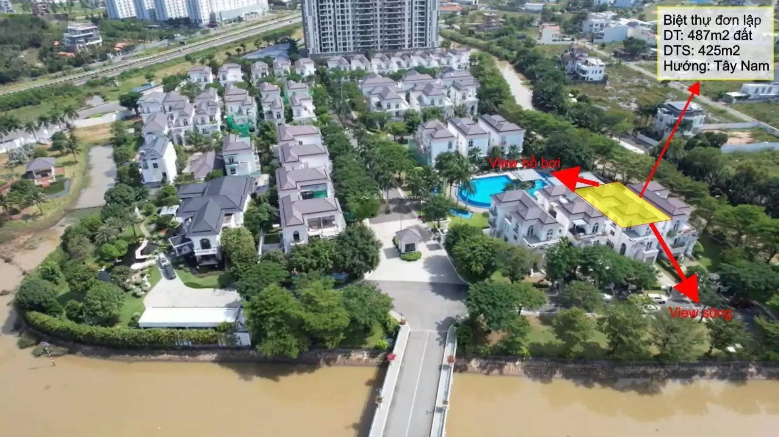 Chính chủ - Gửi bán căn, biệt thự đơn lập The Venica view sông, DT đất 487m2, xây 1 triệt 2 lầu