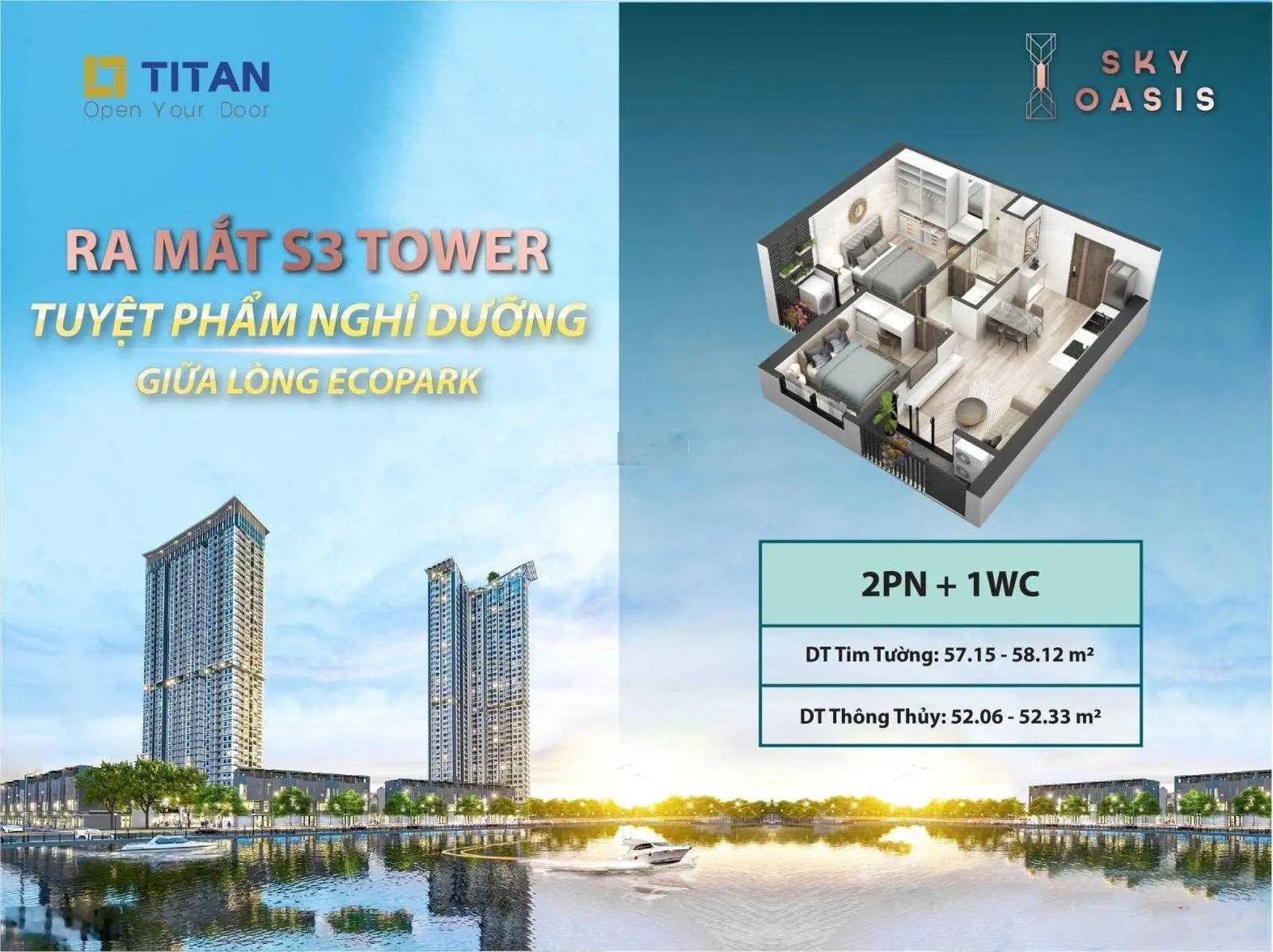 Bán căn 2PN 1WC Sky Oasis Ecoaprk. Nhà nguyên bản. Giá bán 2,4x tỷ bao phí LH 0948 014 ***