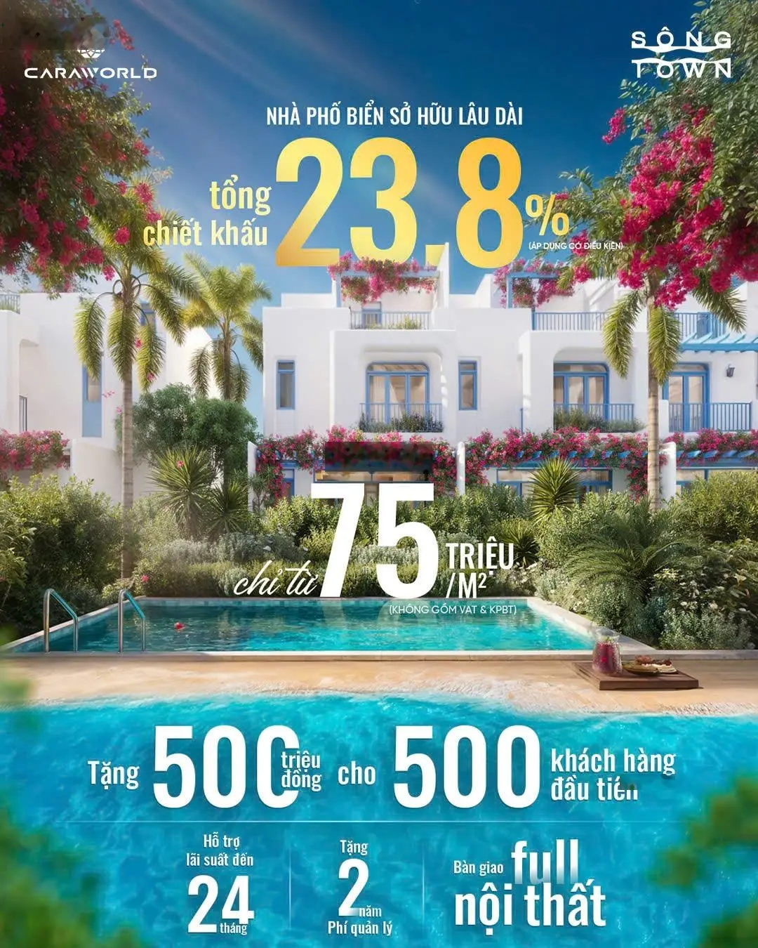 Giỏ hàng độc quyền, nhà phố chỉ 6,5 tỷ bàn giao full nội thất, có hồ bơi, liền kề sân golf 27 lỗ