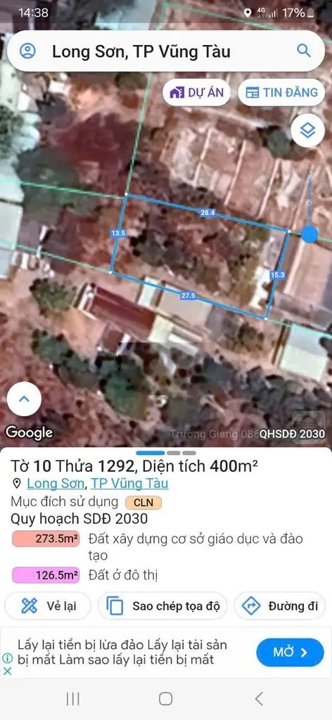 Bán đất 400m2 đối diện nhà máy hóa dầu Long Sơn, Bà Rịa , Vũng Tàu
