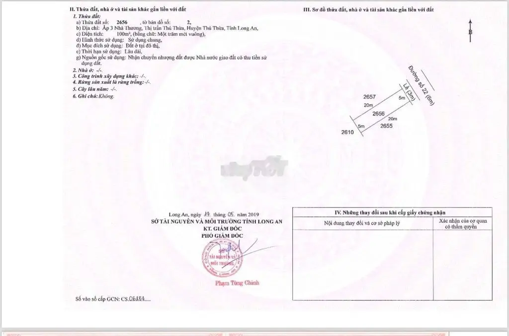Bán Liền lô đất điểm mạnh tiềm năng - Trung Tâm Thủ Thừa, Sổ Hồng Sẵn