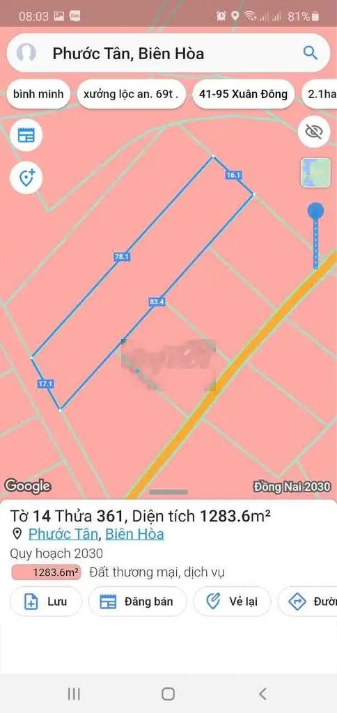 bán lỗ nhiều thửa 500m-1200m2 ở Phước Tân Biên Hoà
