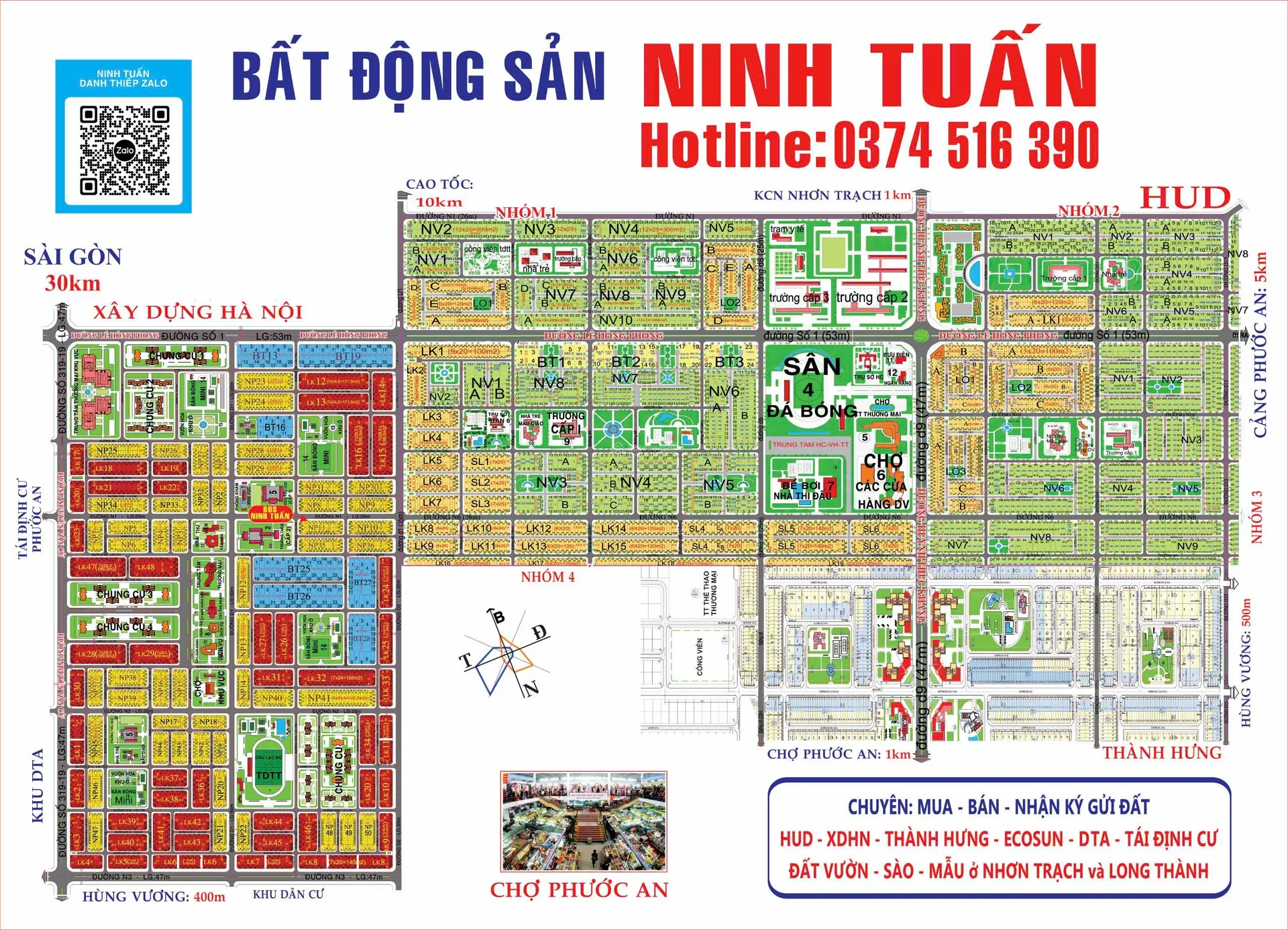 Bán Lô Đất Xã Phước An, Nhơn Trạch, Đồng Nai Dự Án HUD Nhóm 2: LK1, Mặt Tiền Lê Hồng Phong