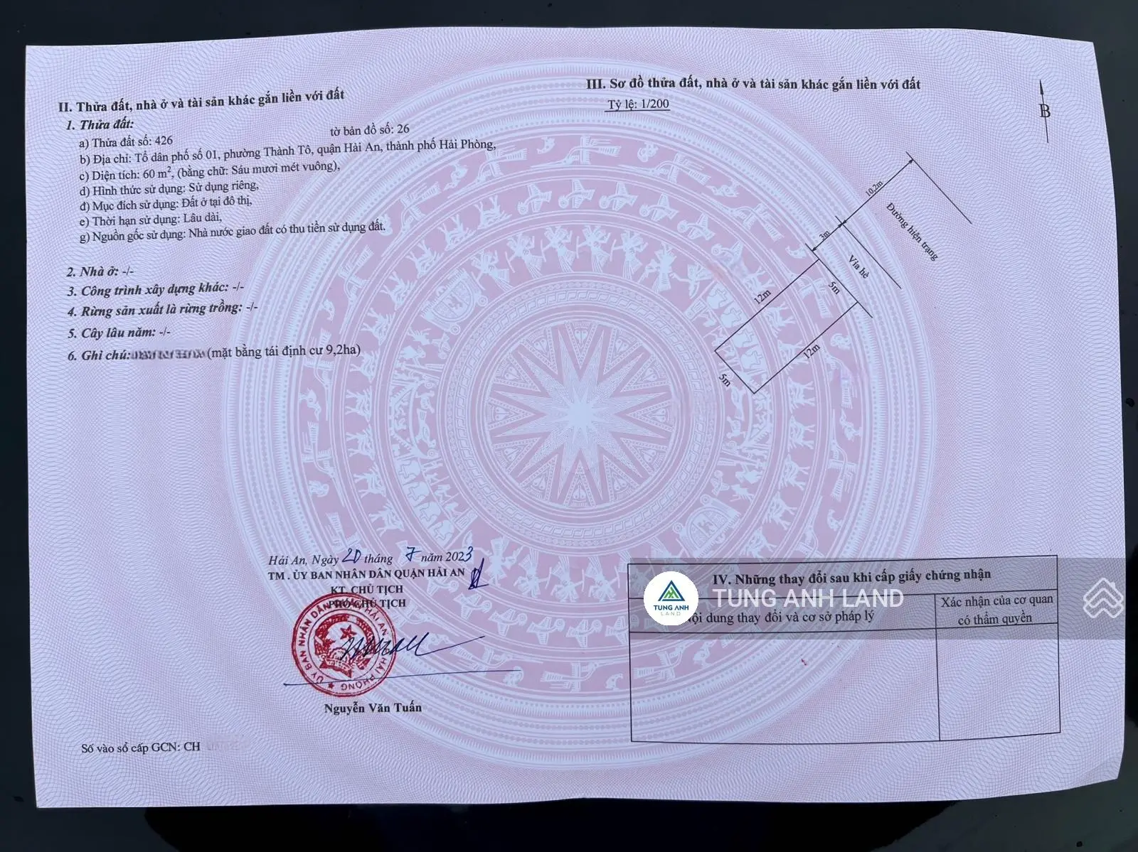 Bán đất mặt đường Đồng Xá, Thành Tô, Hải An. Diện tích 60m2, giá 4,56 tỷ