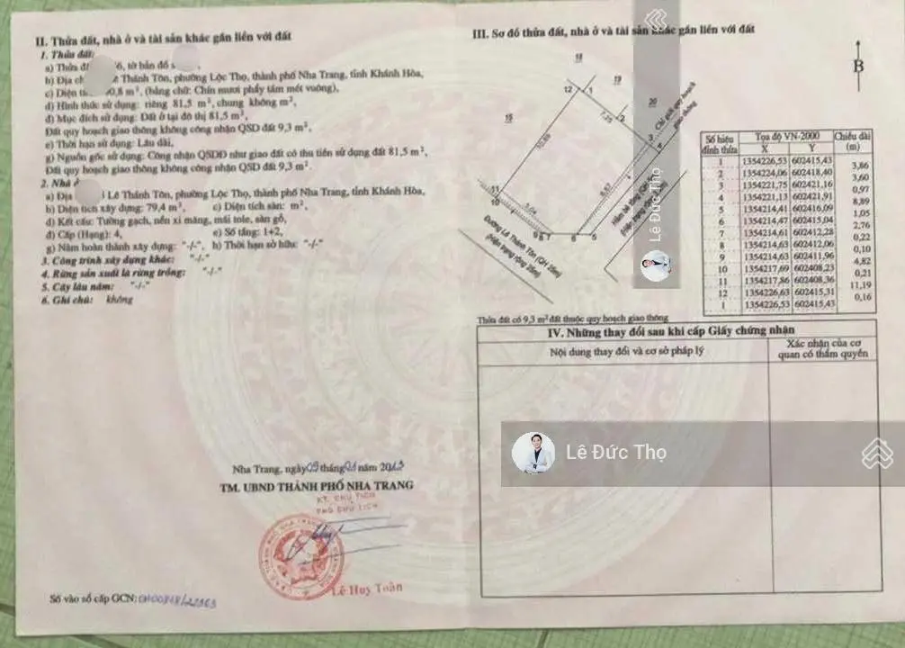 Căn góc mặt tiền Lê Thánh Tôn - Lộc Thọ - Nha Trang, gần biển. DT 91m2 ngang 7,2m. Giá chỉ 25 tỷ