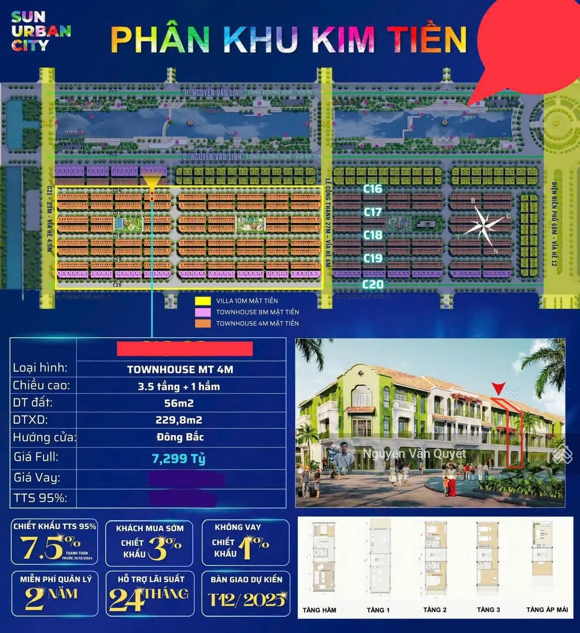 Ngoại giao căn liền kề 56m2, trục C16 Sun Urban City, view pháo hoa, nhạc nước, CK lên đến 14,5%