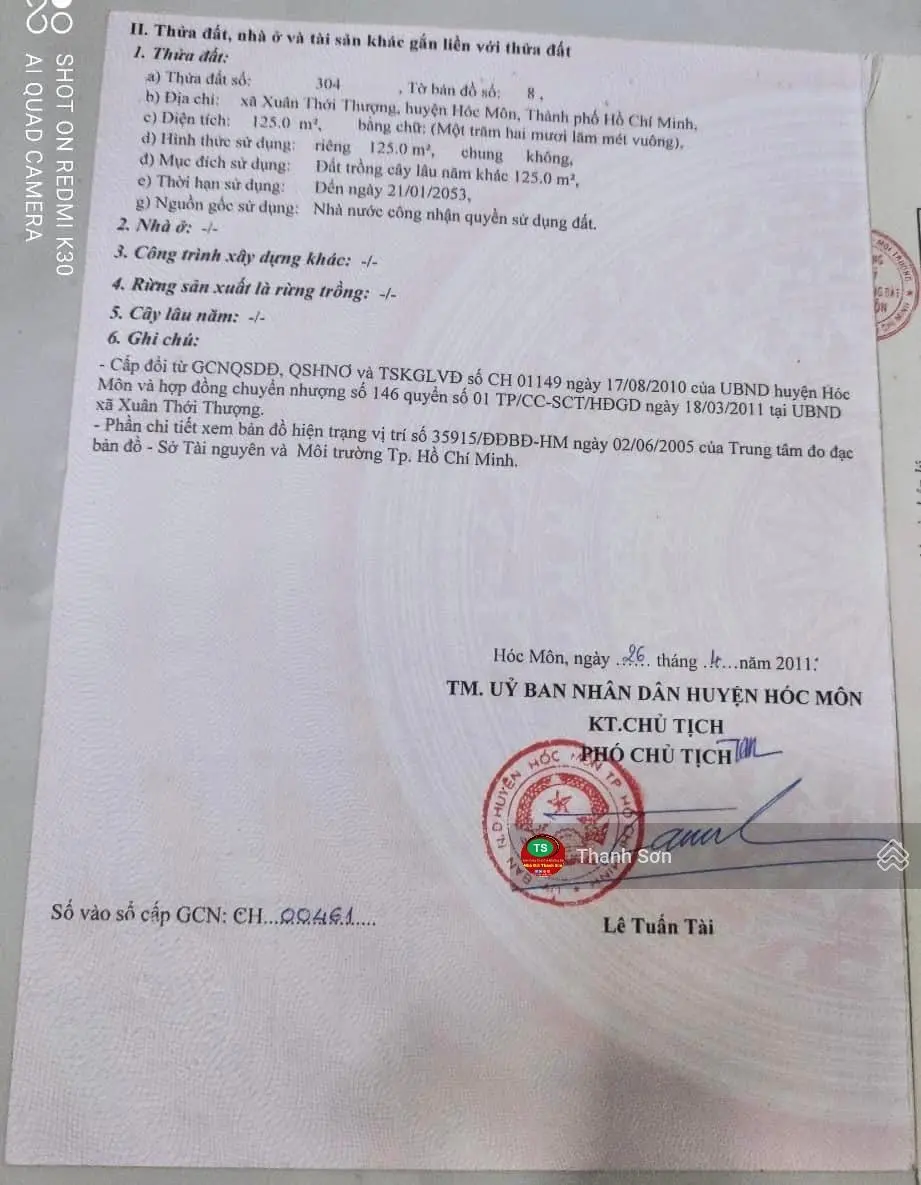 Bán đất mặt tiền Phan Văn Hớn, gần chợ Xuân Thới Thượng