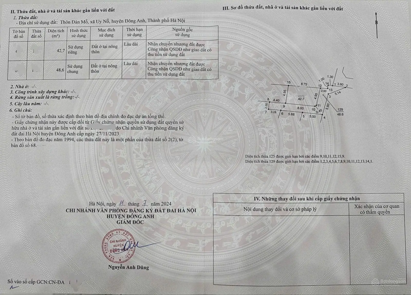 Bán lô góc 42.7m2 đất Uy Nỗ, Đông Anh đường ôtô vào được giá hơn 2 tỷ