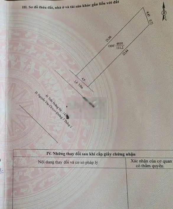BÁN NHÀ MẶT TIỀN ĐƯỜNG TRẦN HOÀNG NA. DT 111,2m2 .