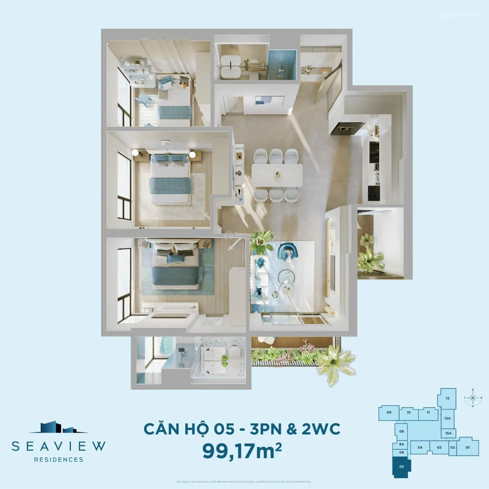 Bán căn hộ 3 phòng ngủ 108m2 chung cư Seaview Residences Eco Central Park Vinh chỉ hơn 3 tỷ