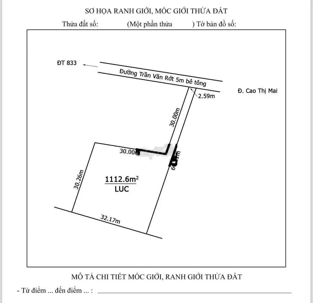 1120m2 đất lúa. Đường xe ô tô . Giáp ranh thị trấn Tân Trụ