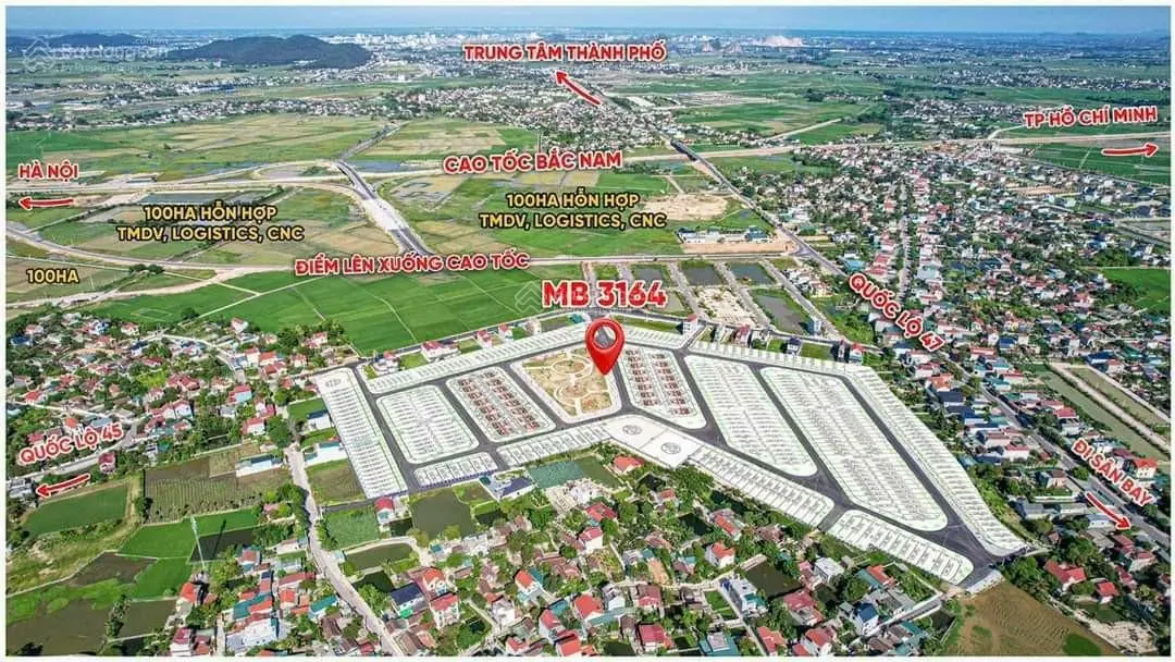 Bán đất mới đấu giá MB3164, cạnh nút giao cao tốc Đông Sơn, Thanh Hóa