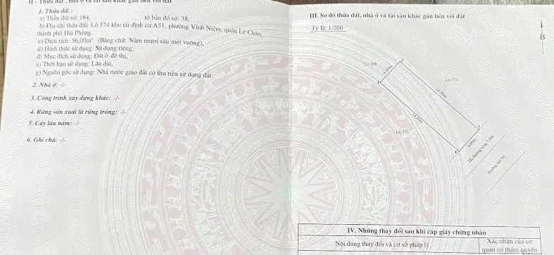 Bán 2 lô đất Tái Định Cư A51 Vĩnh Niệm