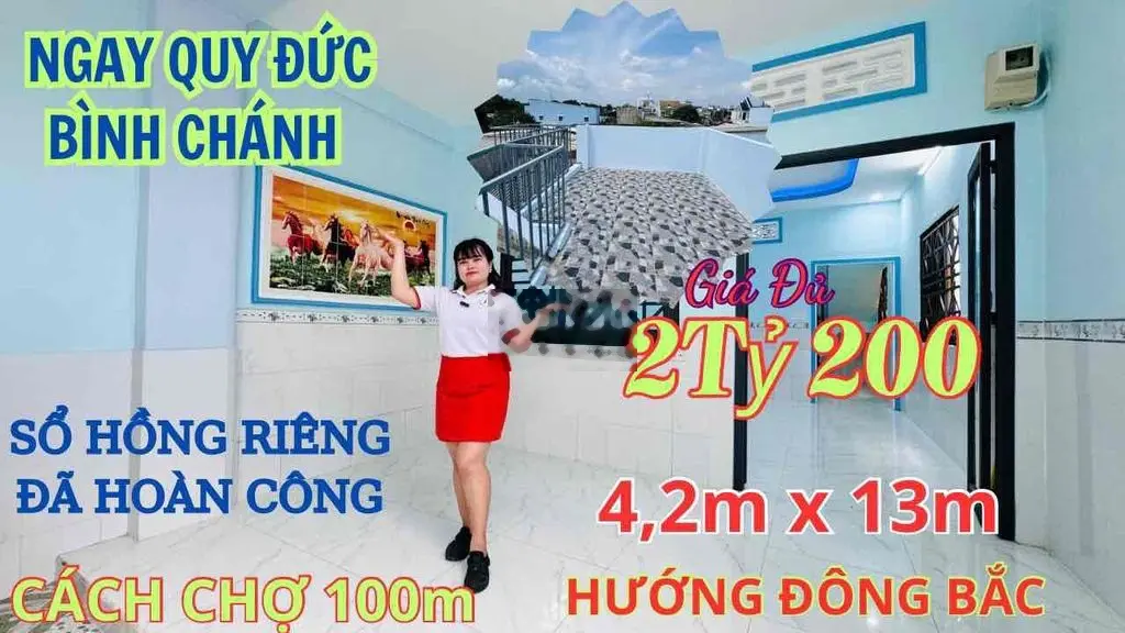 Nhà Bình Chánh SỔ HỒNG RIÊNG Hoàn Công 4,2m x 13m Cầu ông thìn