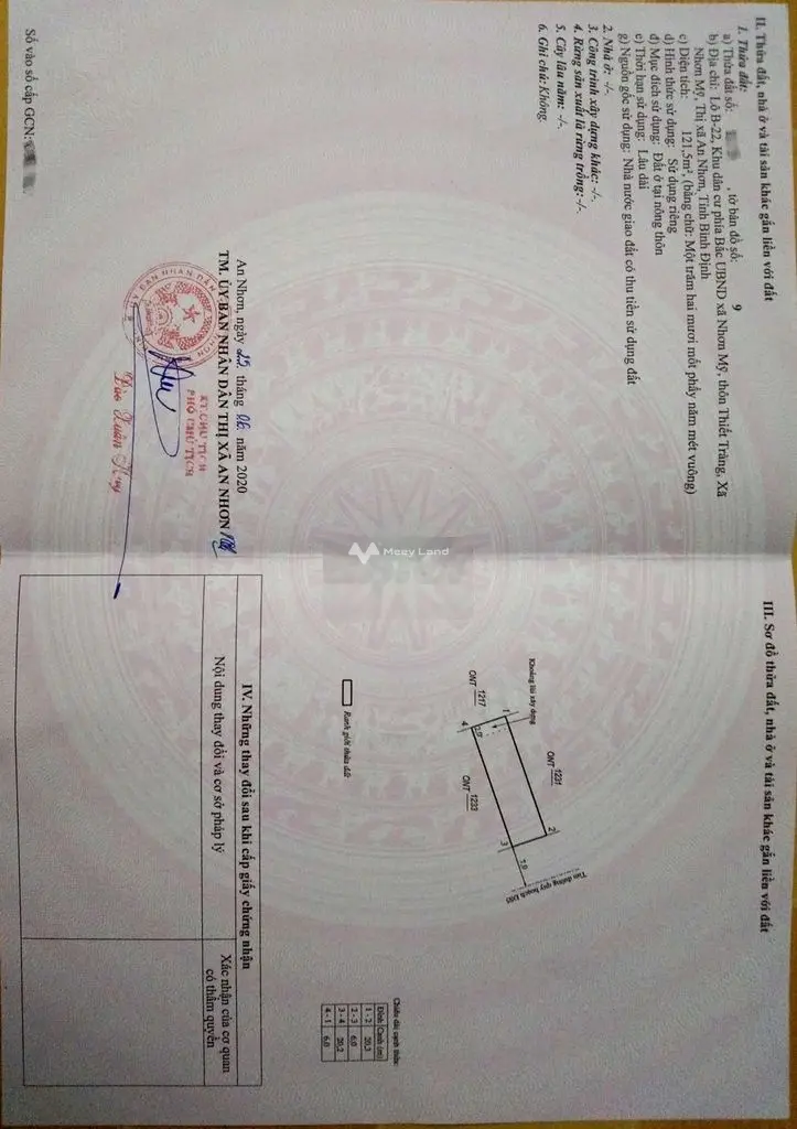 Bán đất khu vực trung tâm xã Nhơn Mỹ