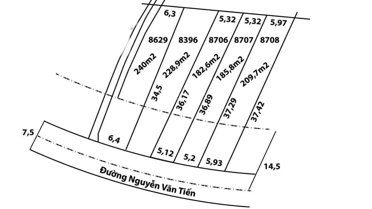 183m2 (5,2m x36m) thổ cư mặt tiền đường nhựa Nguyễn Văn Tiến 7,5m, thích hợp xây ở, đầu tư, giá rẻ