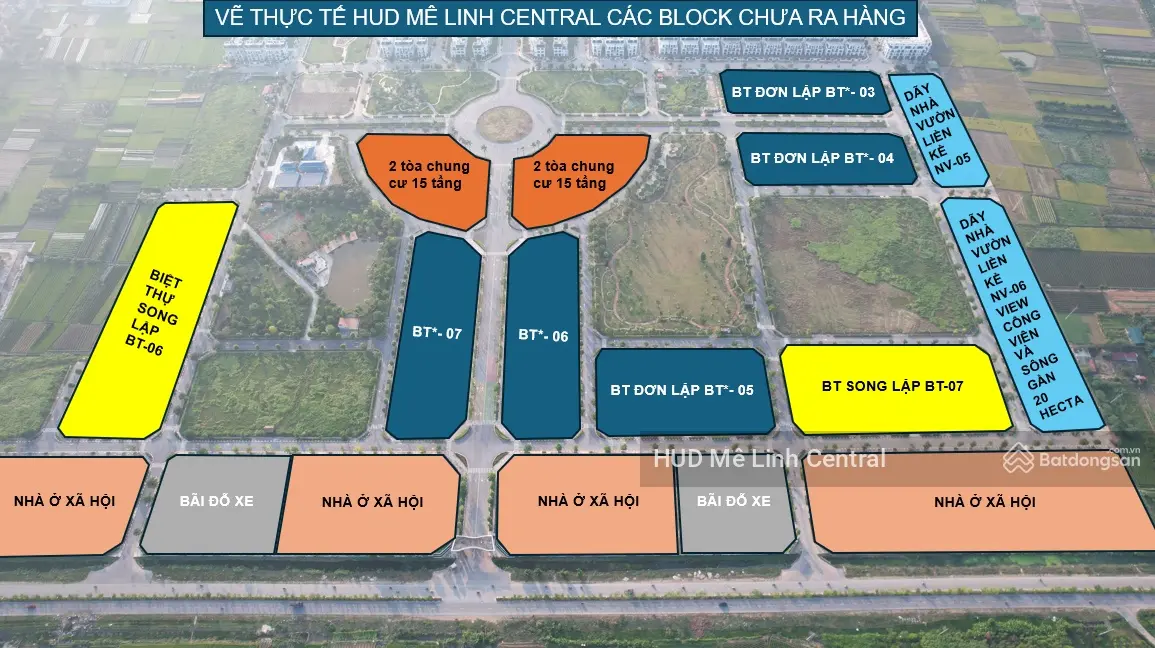 Ra hàng song lập BT - 07 HUD Mê Linh Central, diện tích từ 268m2, 319m2, tiến độ thanh toán 6 đợt