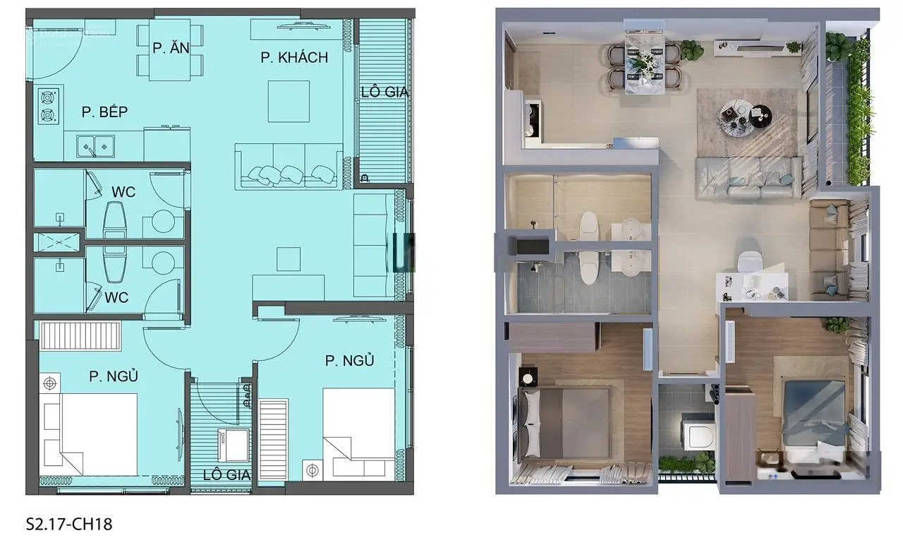 Quỹ căn 2PN + 1 tòa S2.17 view trực diện trường Vinuni, giá gốc từ chủ đầu tư
