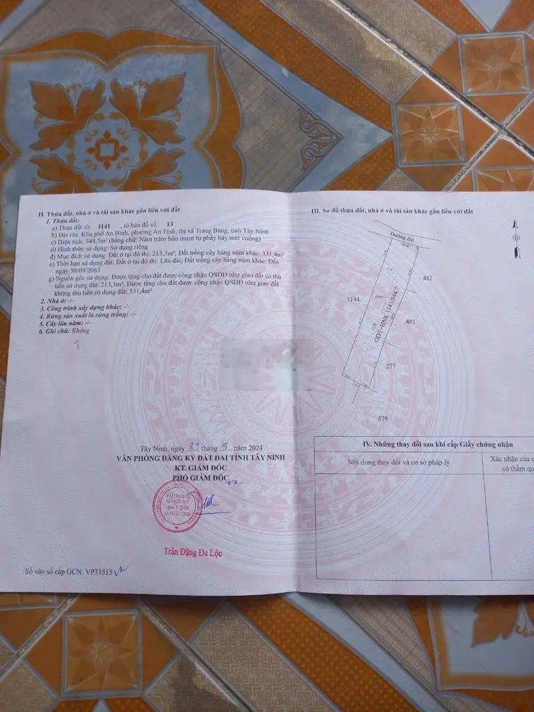 650TR❌Kp An Bình. P An Tịnh. Thị Xã Trảng Bàng. 5x54 ( Tc 100m ) SHR