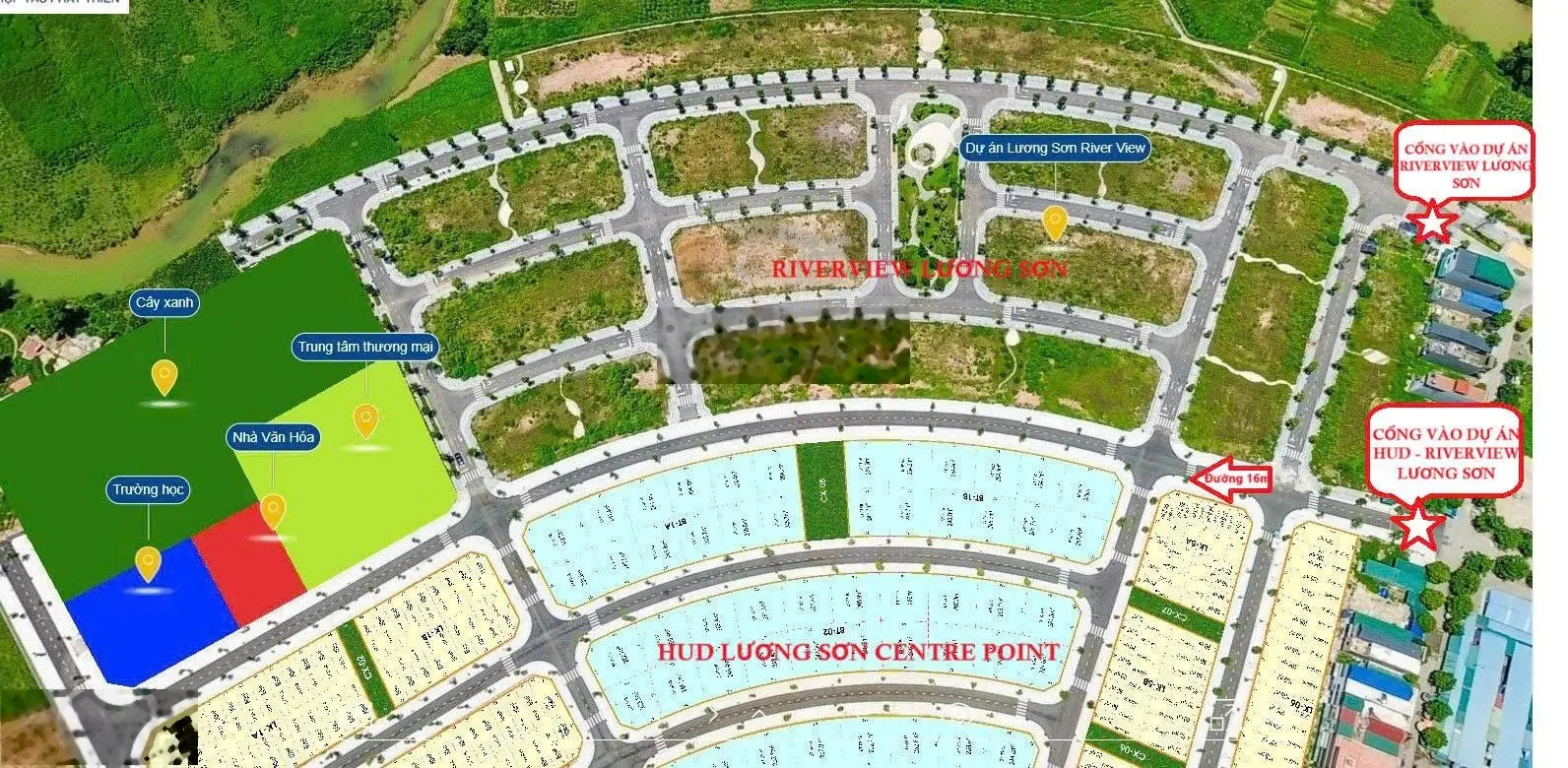 Bán 2 biệt thự và 1 liền kề dự án Riverview Lương Sơn, Thị trấn Lương Sơn.