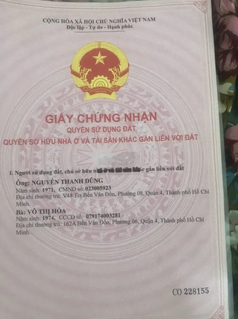 Bán nhà mặt tiền Bến Vân Đồn, Phường 6, quận 4 giá cả thương lượng
