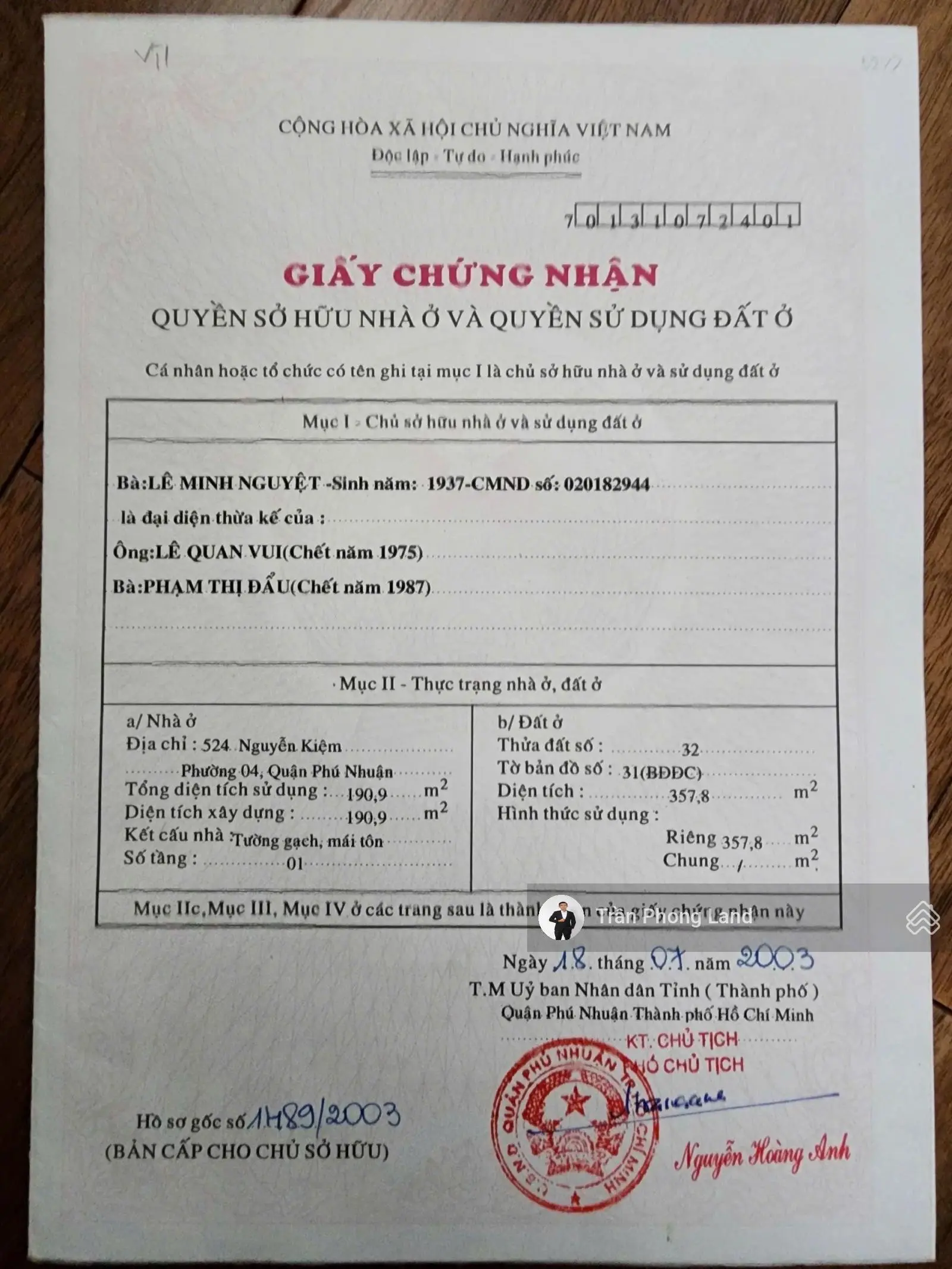 Chính chủ gửi bán nhà mặt tiền 524 Nguyễn Kiệm, Q. Phú Nhuận, 9x40m, cấp 4, giá 60 tỷ, 0908 140 ***