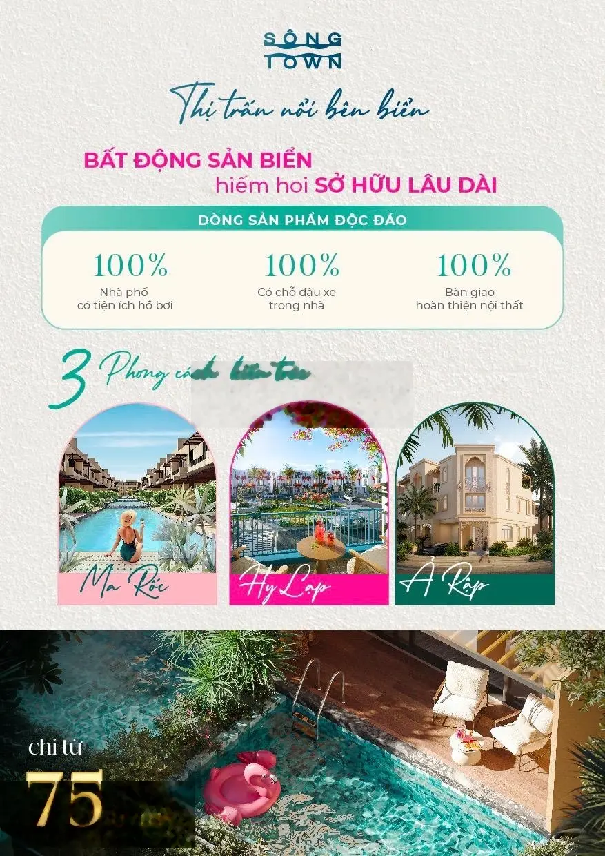 Nhận booking giữ chỗ (hoàn tiền 100%) dự án Cara World phân khu Sông Town sổ đỏ sở hữu lâu dài