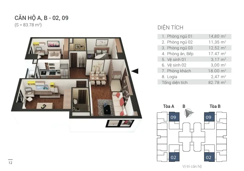 Chính chủ căn hộ 3 ngủ diện tích 84m2 gửi bán nhanh tại Tứ Hiệp Plaza ( giá tốt )