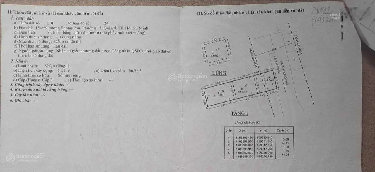 Gửi hh 1% - Nhà 2 tầng Phong Phú hẻm quy hoạch 8m - Quận 8 - DT: 3,6x14.5m (tặng full nội thất)