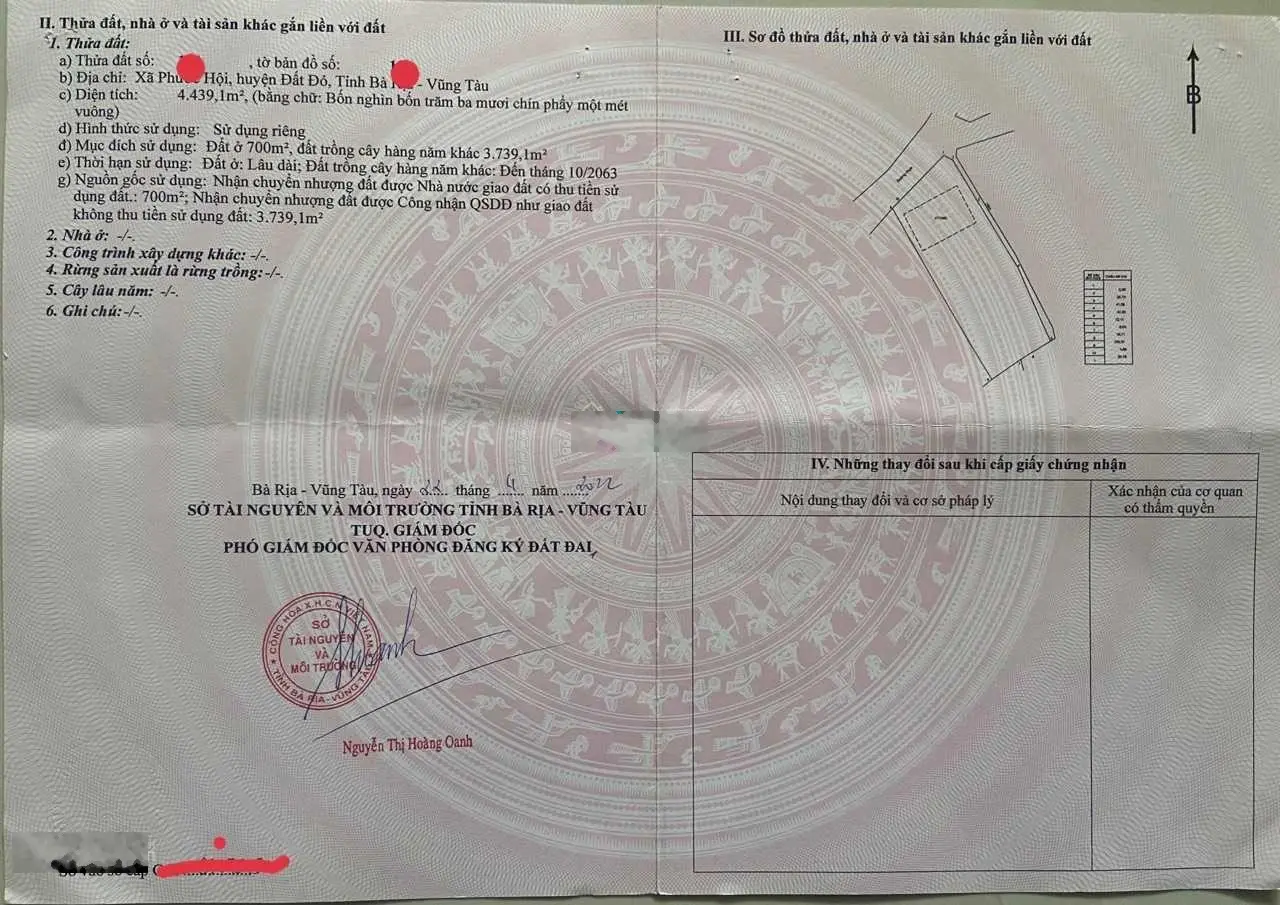 Bán đất 2 mặt tiền đường 20m Phước Hội Lộc An, 4.350m2, có 1.300m2 thổ cư, cách biển 3km