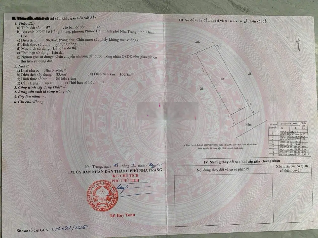 Bán Căn Nhà 2 Tầng Đường 2 Ô Tô Hẻm Lê Hồng Phong Thông Khu Đô Thị Hà Quang 1, Phước Hải, Nha Trang