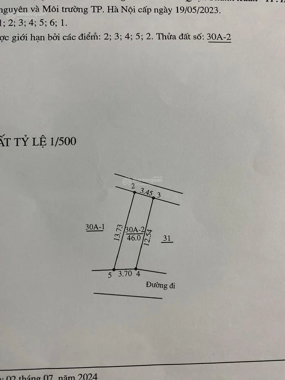 Chính chủ cần tiền bán 46m2 thổ cư tại Cát Thuế, Vân Côn, Hoài Đức