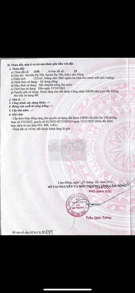 Cần bán mảnh đất 22m ngang 200m đất thổ cư.