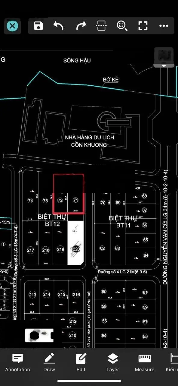 Bán nền góc 2 mặt tiền đường Nguyễn Hữu Cầu và Phạm Công Trứ, Khu biệt thự Cồn Khương Cần Thơ