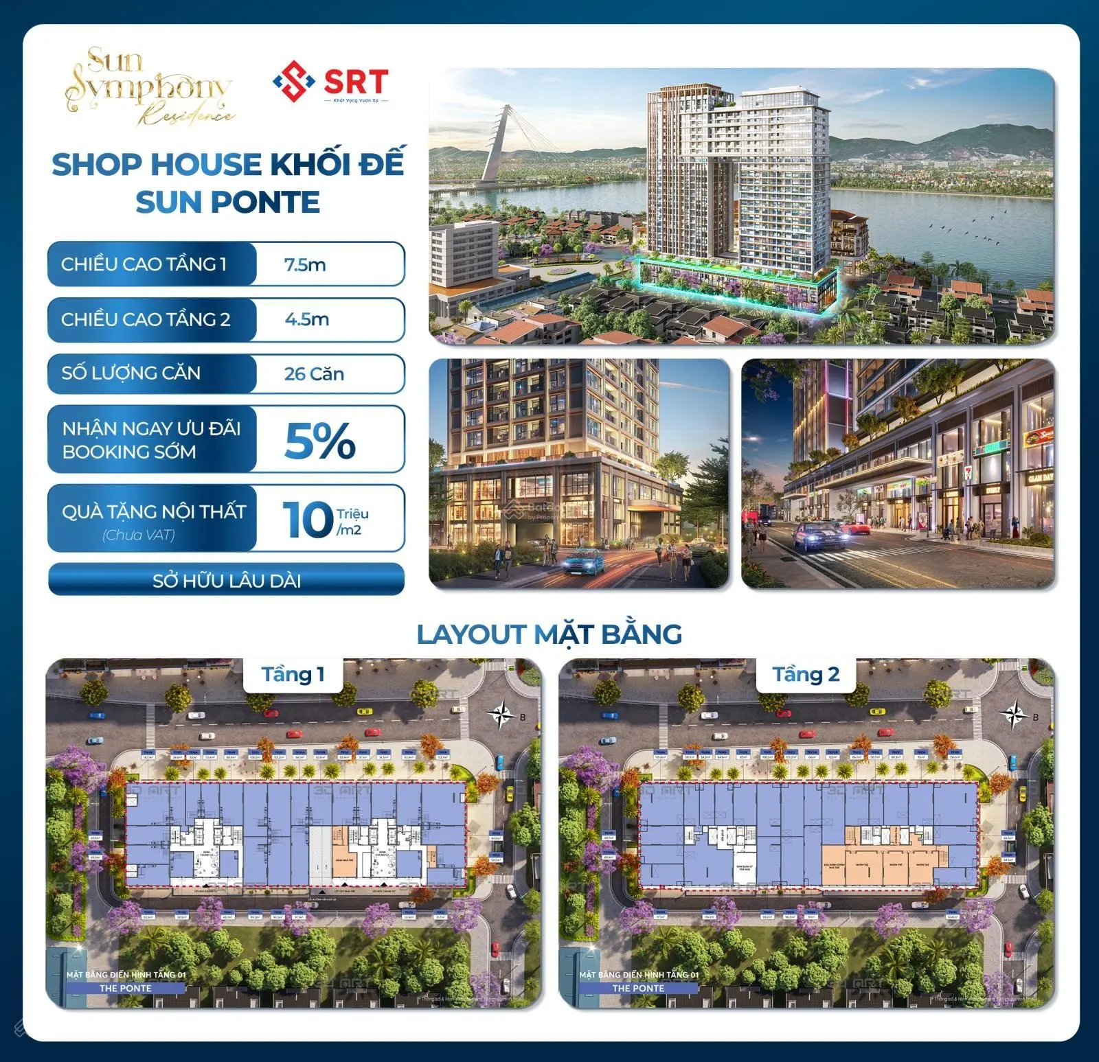 Booking sớm chọn căn đẹp shophouse khối đế sun ponte đn,với suất đầu tư chỉ từ 6,6 tỷ, sổ lâu dài