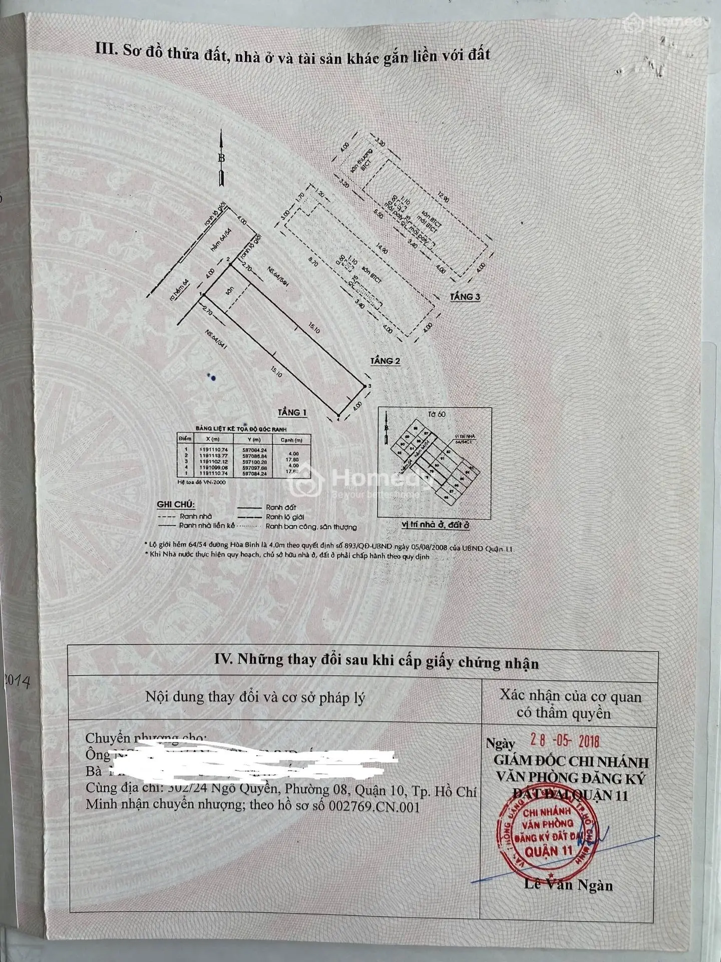 Bán nhà HXH số 64 Hòa Bình, Q11 (thông ra Khuông Việt); 4x18m; 2 lầu; 6PN, 4WC; SH; 7,8 tỷ